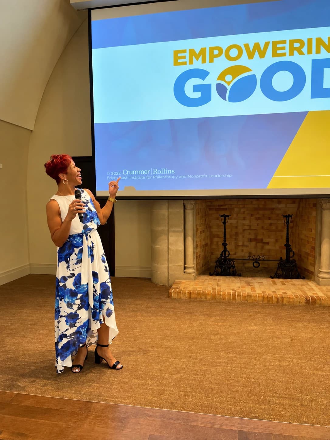 Kim C. Shaw speaking about Ikigai during an Empowering Good program at Rollins College.